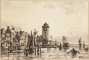 Het Lage Licht, North Shields, 1868 (zwart en wasinkt op kaart)